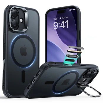 Калъф за iPhone 17 - ESR - Classic Hybrid HaloLock Kickstand - Frosted Черен