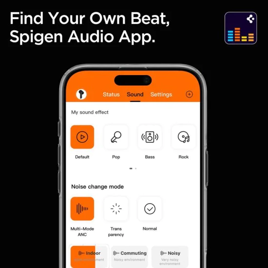 Spigen - Безжични слушалки (SA2403) - Bluetooth 5.4, Активно шумопотискане, Микрофон, Ниска латентност, Аудио приложение - Черни