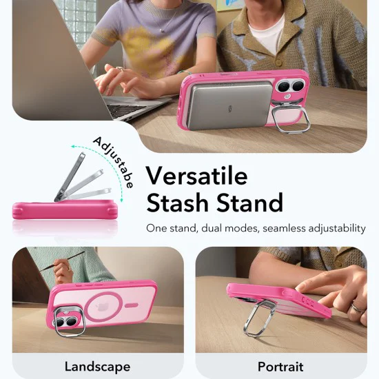 Калъф за iPhone 17 - ESR - Classic Hybrid HaloLock Kickstand - Frosted Розов