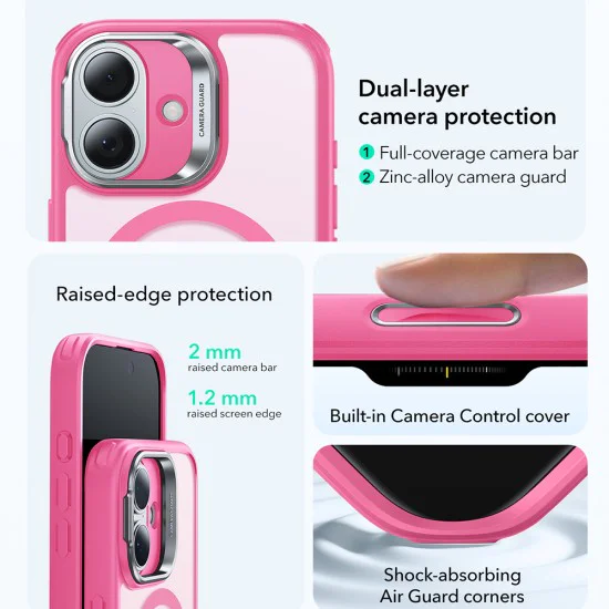 Калъф за iPhone 17 - ESR - Classic Hybrid HaloLock Kickstand - Frosted Розов