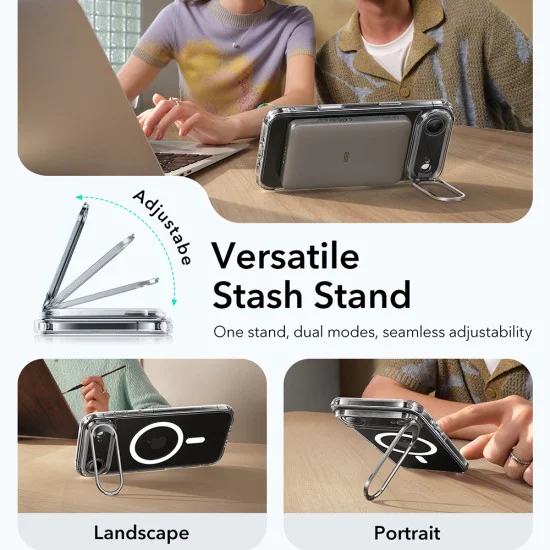 Калъф за iPhone 17 Air - ESR - Classic Hybrid HaloLock Kickstand - Прозрачен