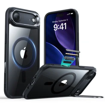 Калъф за iPhone 17 Air - ESR - Classic Hybrid HaloLock Kickstand - Прозрачен Черен