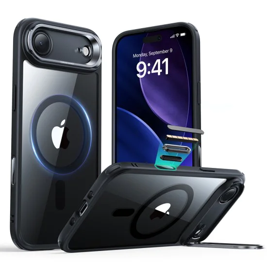 Калъф за iPhone 17 Air - ESR - Classic Hybrid HaloLock Kickstand - Прозрачен Черен