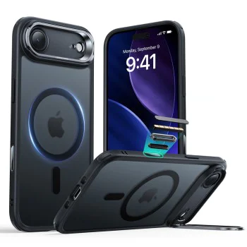 Калъф за iPhone 17 Air – с MagSafe – ESR Classic Hybrid HaloLock Kickstand – Матиран черен