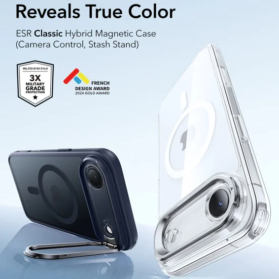 Калъф за iPhone 17 Air - ESR - Classic Hybrid HaloLock стойка - Матирано Син