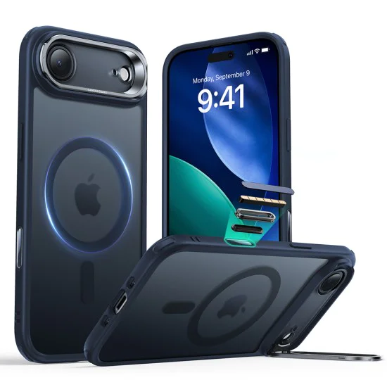 Калъф за iPhone 17 Air - ESR - Classic Hybrid HaloLock стойка - Матирано Син