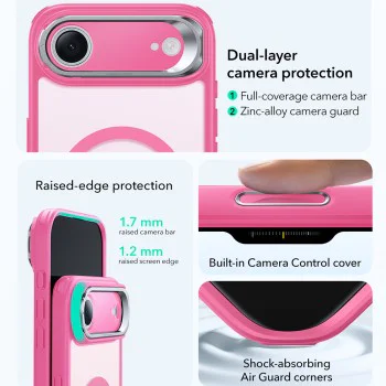 Калъф за iPhone 17 Air - ESR - Classic Hybrid HaloLock Kickstand - Frosted Розов
