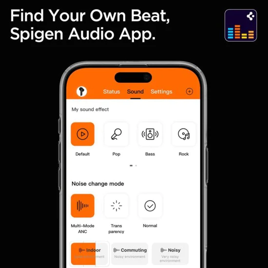 Spigen - Безжични слушалки (SA2402) - Bluetooth 5.3, Активно шумопотискане, Микрофон, Ниска латентност, Аудио приложение - Бял