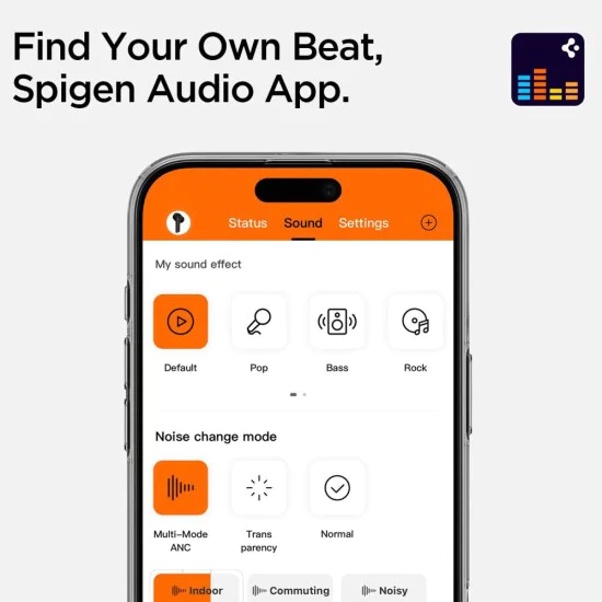 Spigen - Безжични слушалки (SA2400) - Bluetooth 5.3, Активно шумопотискане, Микрофон, Сензорно управление, Аудио приложение - Черни