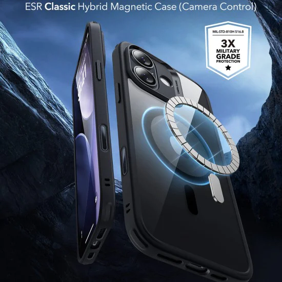 Калъф за iPhone 17 - ESR - Classic Hybrid HaloLock - Прозрачен Черен