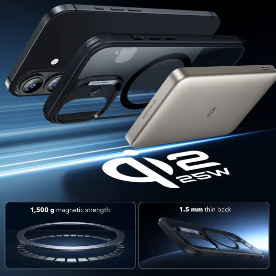 Калъф за iPhone 17 - ESR - Classic Hybrid HaloLock - Прозрачен Черен