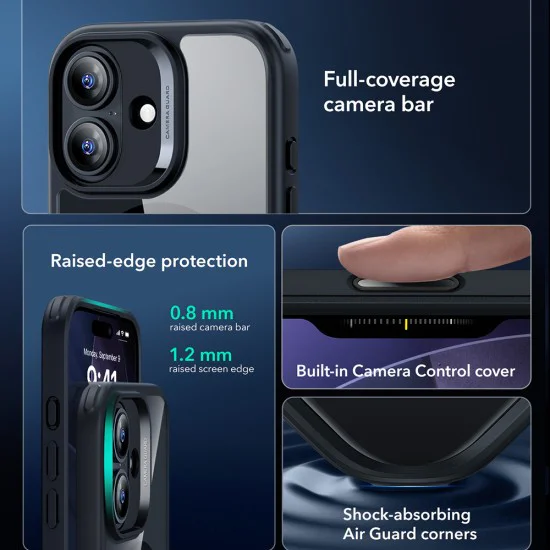 Калъф за iPhone 17 - ESR - Classic Hybrid HaloLock - Прозрачен Черен