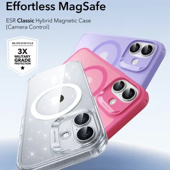 Калъф за iPhone 17 - ESR - Classic Hybrid HaloLock - Прозрачен Shimmer