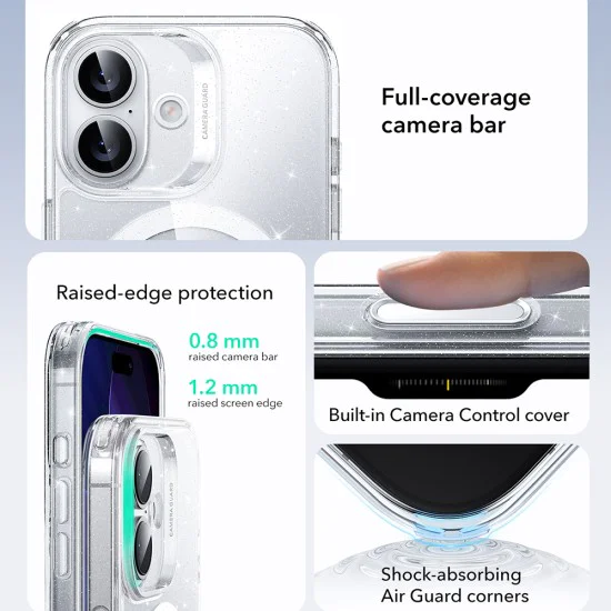 Калъф за iPhone 17 - ESR - Classic Hybrid HaloLock - Прозрачен Shimmer