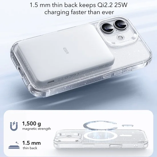 Калъф за iPhone 17 - ESR - Classic Hybrid HaloLock - Прозрачен Shimmer