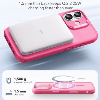 Калъф за iPhone 17 - ESR - Classic Hybrid HaloLock - Frosted Розов