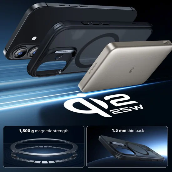 Калъф за iPhone 17 - ESR - Classic Hybrid HaloLock - Frosted Черен