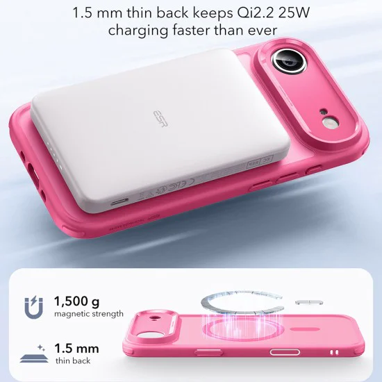Калъф за iPhone 17 Air - ESR - Classic Hybrid HaloLock - Frosted Розов