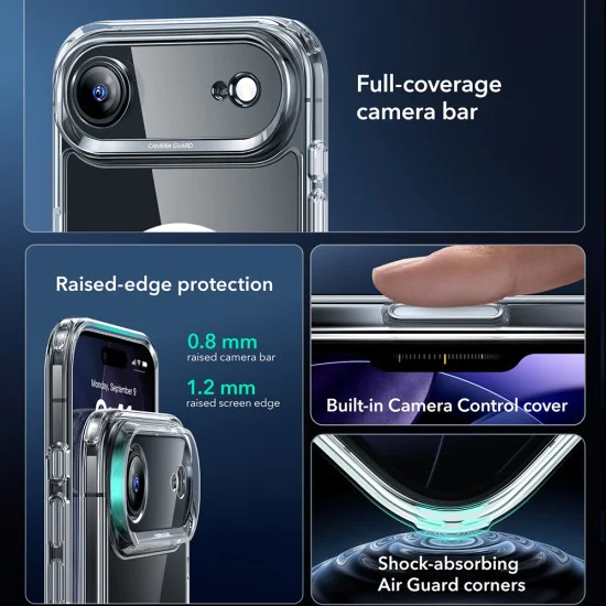 Калъф за iPhone 17 Air - ESR - Classic Hybrid HaloLock - Прозрачен