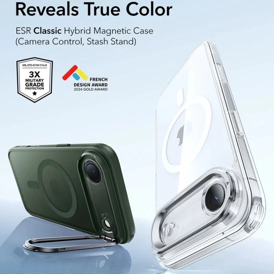Калъф за iPhone 17 Air – с MagSafe – ESR Classic Hybrid HaloLock Kickstand – Матиран зелен