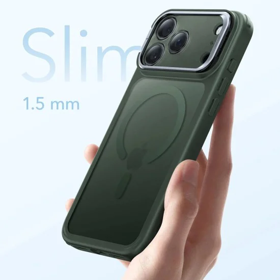Калъф за iPhone 17 Pro – с MagSafe – ESR Classic Hybrid HaloLock Kickstand – Матиран зелен