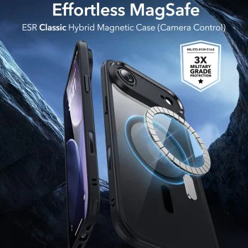 Калъф за iPhone 17 Air - ESR - Classic Hybrid HaloLock - Прозрачен Черен