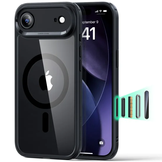 Калъф за iPhone 17 Air - ESR - Classic Hybrid HaloLock - Прозрачен Черен