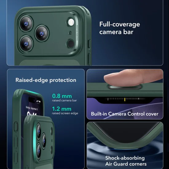Калъф за iPhone 17 Pro – с MagSafe – ESR Classic Hybrid HaloLock – Матиран зелен