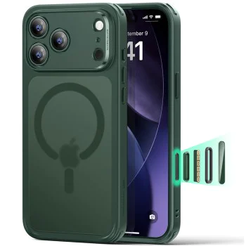 Калъф за iPhone 17 Pro – с MagSafe – ESR Classic Hybrid HaloLock – Матиран зелен