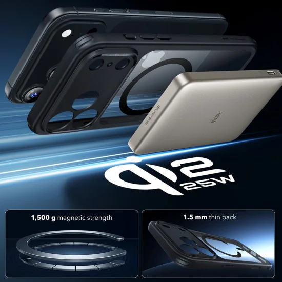 Калъф за iPhone 17 Pro - ESR - Classic Hybrid HaloLock - Прозрачен Черен