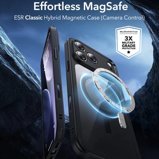 Калъф за iPhone 17 Pro - ESR - Classic Hybrid HaloLock - Прозрачен Черен