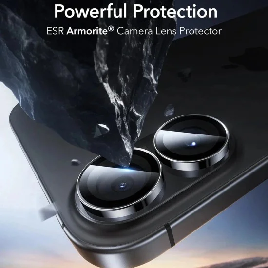 Протектор - Камера за iPhone 16 / iPhone 16 Plus / iPhone 17 - ESR - Протектори за обективи за камера Armorite (2 броя) - Черен