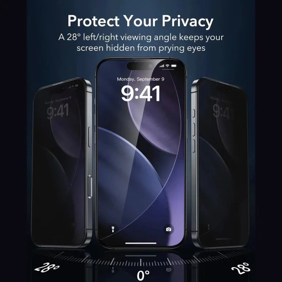 Протектор за iPhone 17 Air - ESR - Протектор за екран Armorite UltraFit за Privacy (3 броя) - Черен