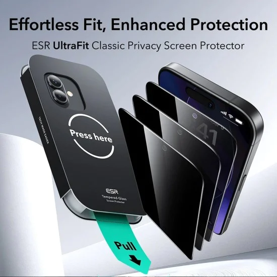 Протектор за iPhone 17 / iPhone 16 Pro - ESR - Закалено стъкло UltraFit (3 броя) - Черен
