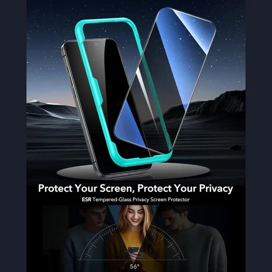 Протектор за iPhone 17 Pro - ESR - Закалено стъкло за Privacy (3 броя) - Черен