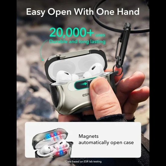 Калъф за Apple AirPods Pro 3 – с MagSafe – ESR Cyber FlickLock HaloLock – Титан