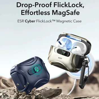 Калъф за Apple AirPods Pro 3 – с MagSafe – ESR Cyber FlickLock HaloLock – Син