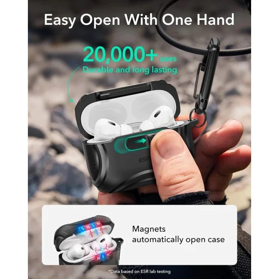 Калъф за Apple AirPods Pro 3 – с MagSafe – ESR Cyber FlickLock HaloLock – Черен