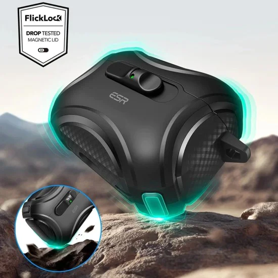 Калъф за Apple AirPods Pro 3 – с MagSafe – ESR Cyber FlickLock HaloLock – Черен