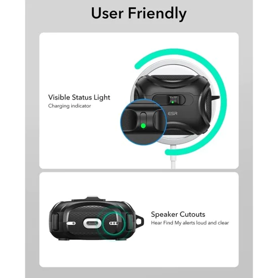 Калъф за Apple AirPods Pro 3 – с MagSafe – ESR Cyber FlickLock HaloLock – Черен