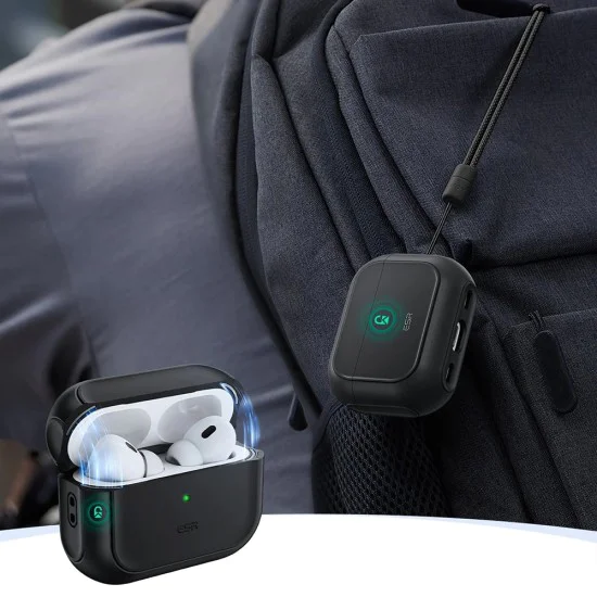 Калъф за Apple AirPods Pro 3 – с MagSafe – ESR Orbit Hybrid HaloLock – Черен