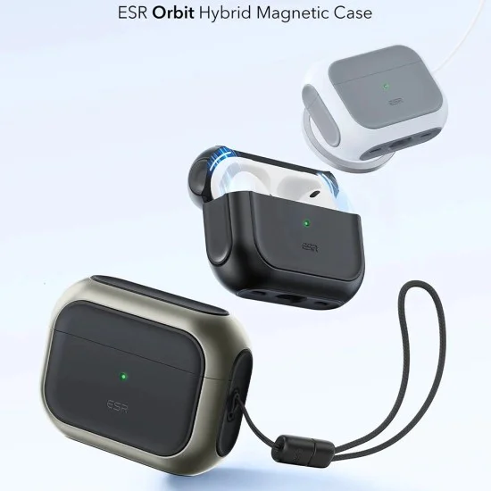 Калъф за Apple AirPods Pro 3 – с MagSafe – ESR Orbit Hybrid HaloLock – Титан