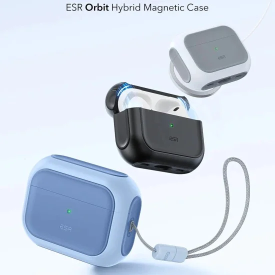 Калъф за Apple AirPods Pro 3 – с MagSafe – ESR Orbit Hybrid HaloLock – Пастелно син