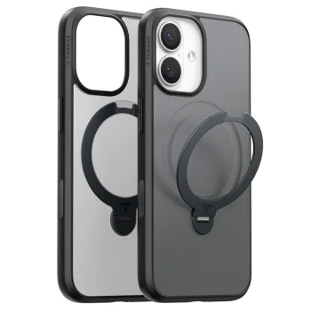Калъф за iPhone 17 - Torras - Ostand Spin MagSafe Series - Черен