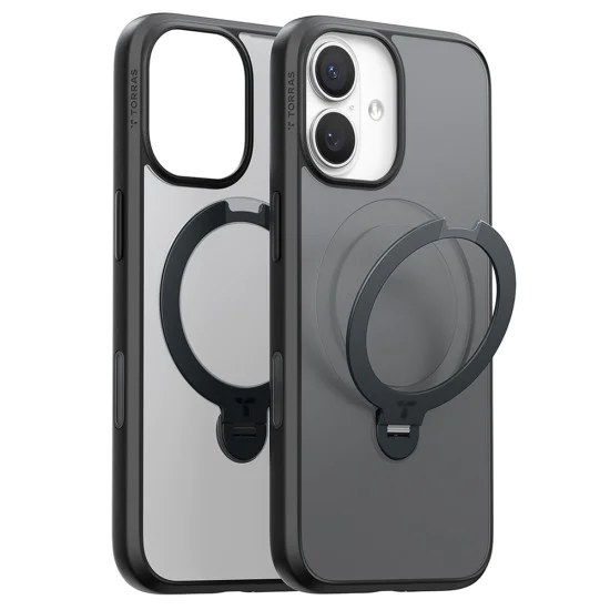 Калъф за iPhone 17 - Torras - Ostand Spin MagSafe Series - Черен