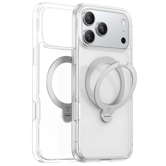 Калъф за iPhone 17 Pro - Torras - Ostand Spin MagSafe Series - Прозрачен