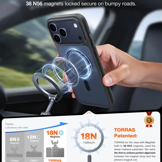 Калъф за iPhone 17 Pro - Torras - Guardian Magnetic Series - Черен