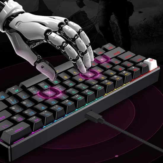 Havit - Геймърска клавиатура (KB903L) - USB-C, с RGB светлини, 1.8 м, 200 мА - Синя / Бяла
