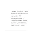 Havit - Кабелна клавиатура (KB252) - USB-C, 300mA, 1.5m, 5V - Черна