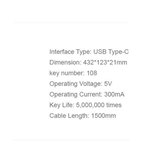 Havit - Кабелна клавиатура (KB252) - USB-C, 300mA, 1.5m, 5V - Черна